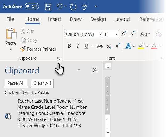 what is a clipboard in word